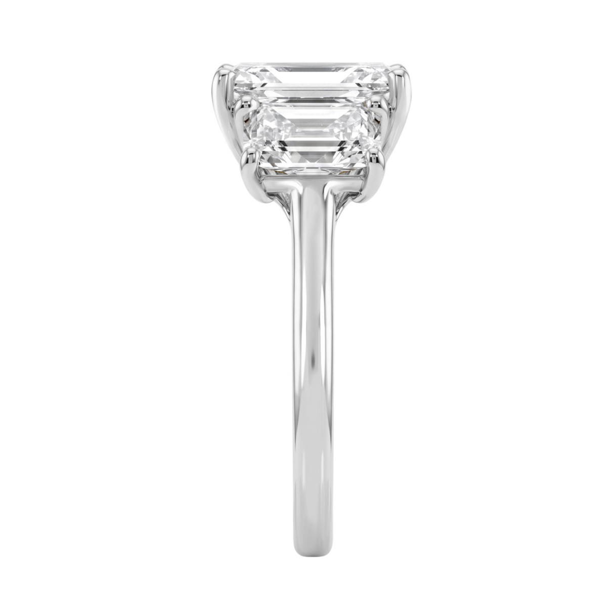 14K White Gold 5.00Ct Radiant  Lab Grown Diamond Ring 3.00Ct Center Stone Emerald Diamond Three Stone Engagement Ring For Women (Color F-G Clarity Vs1/Vs2)