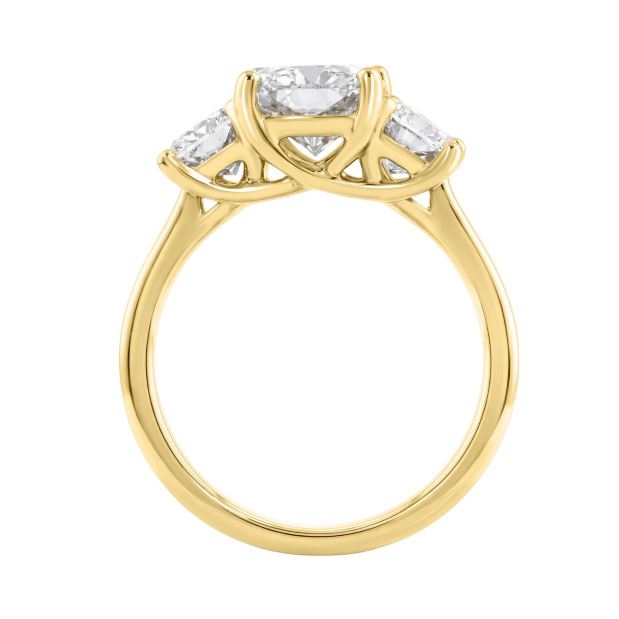 14K Yellow Gold 5.00Ct Radiant  Lab Grown Diamond Ring 3.00Ct Center Stone Emerald Diamond Three Stone Engagement Ring For Women (Color F-G Clarity Vs1/Vs2)