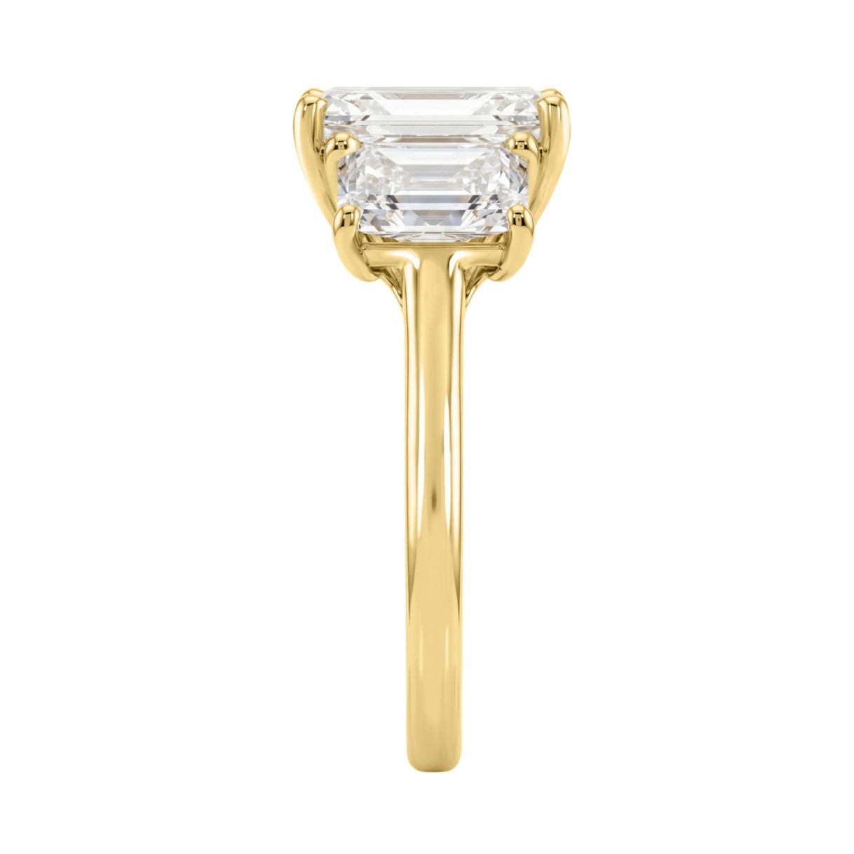 14K Yellow Gold 5.00Ct Radiant  Lab Grown Diamond Ring 3.00Ct Center Stone Emerald Diamond Three Stone Engagement Ring For Women (Color F-G Clarity Vs1/Vs2)