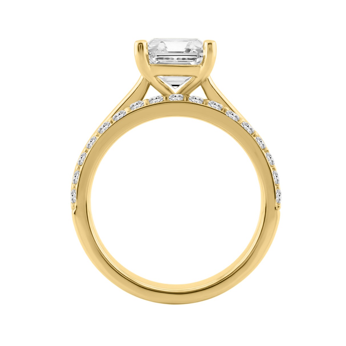 Luxury 18K Yellow Gold 3 1/3Ct Radiant & Round Diamond Bridal Set 3.00Ct Radiant Cut Engagement Ring With Matching Wedding Band (Color F-G -Clarity Vs1/Vs2)