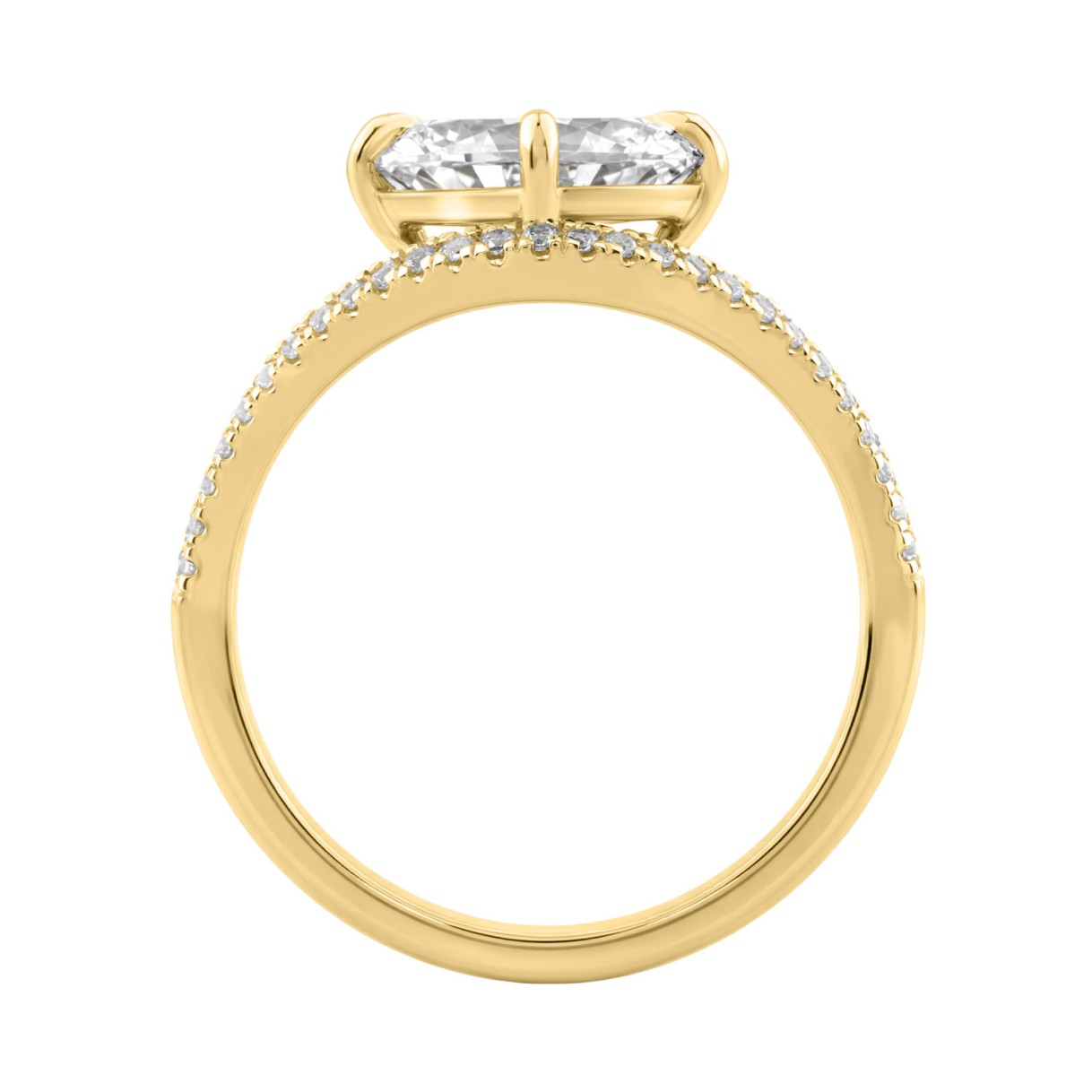 Luxury 14K Yellow Gold 1 3/4Ct Lab Grown Diamond Ring 1 1/2Ct Oval Center And Round Diamond Ladies Engagement Ring (Color F-G -Clarity Vs1/Vs2)