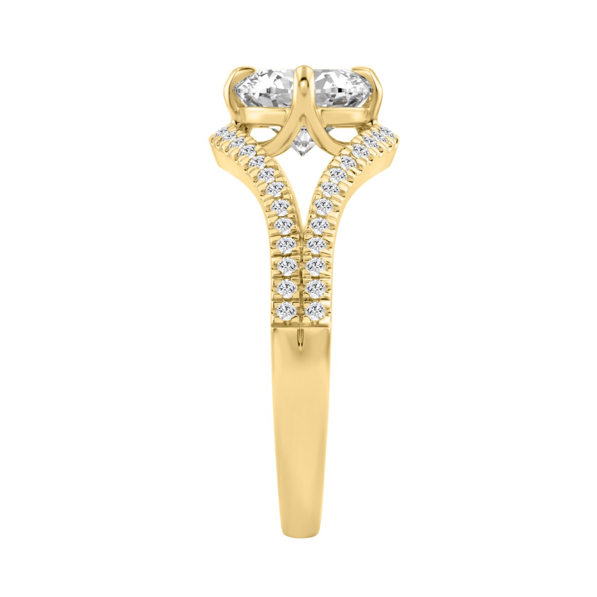 Luxury 14K Yellow Gold 1 3/4Ct Lab Grown Diamond Ring 1 1/2Ct Oval Center And Round Diamond Ladies Engagement Ring (Color F-G -Clarity Vs1/Vs2)