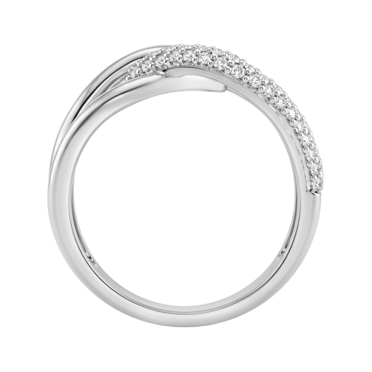 1/2Ct Round Diamond Ring In 14K White Gold Women Interlocked Link Fashion Ring (Color F-G -Clarity Vs1/Vs2)
