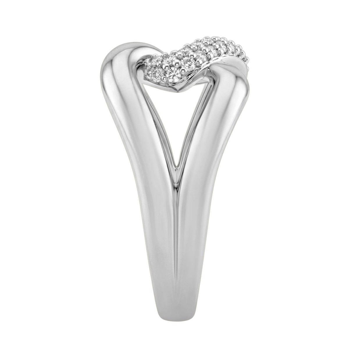 1/2Ct Round Diamond Ring In 14K White Gold Women Interlocked Link Fashion Ring (Color F-G -Clarity Vs1/Vs2)