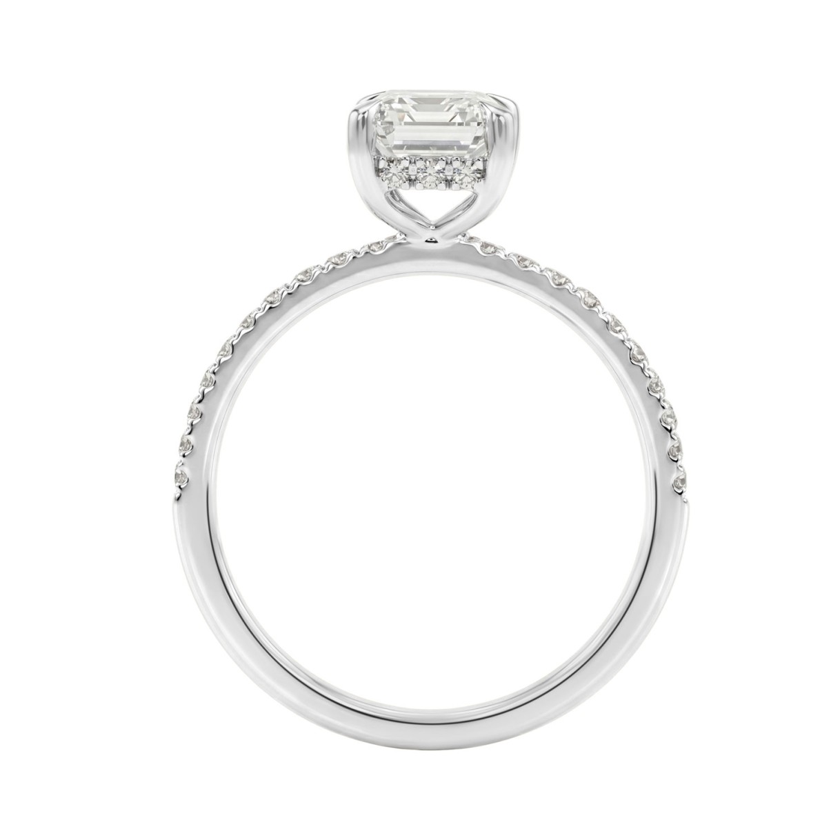 14K White Gold Lab-Grown Diamond Engagement Ring For Women 2 1/4 Ct Round & Emerald Cut Diamonds (Color F-G -Clarity Vs1/Vs2)