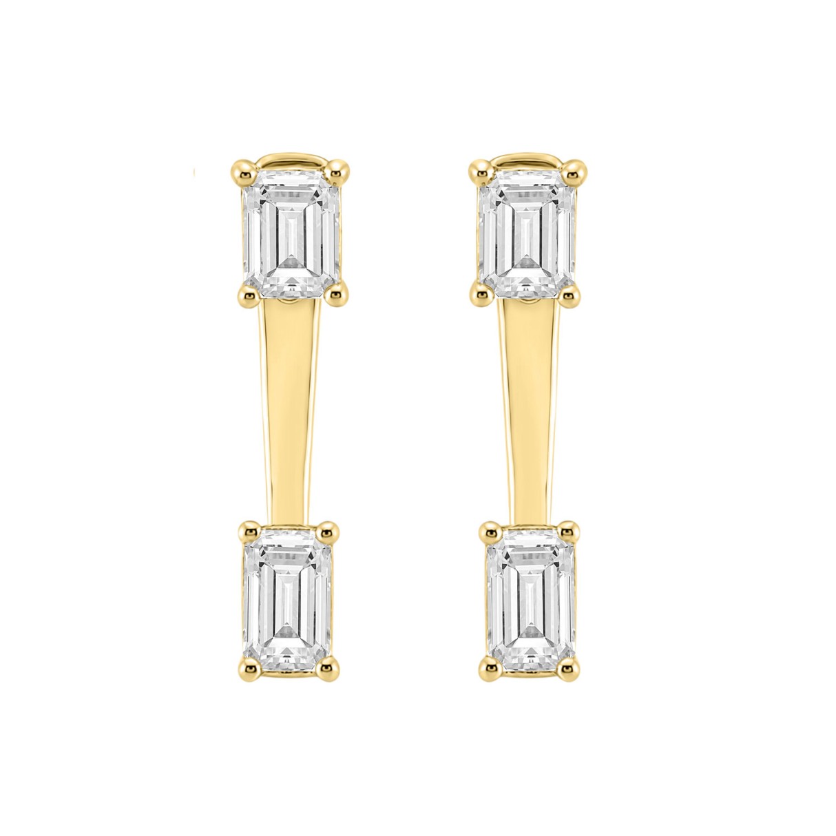14K Yellow Gold Emerald Cut Diamond Earrings For Women 1 1/2Ct Luxury Fashion Earring