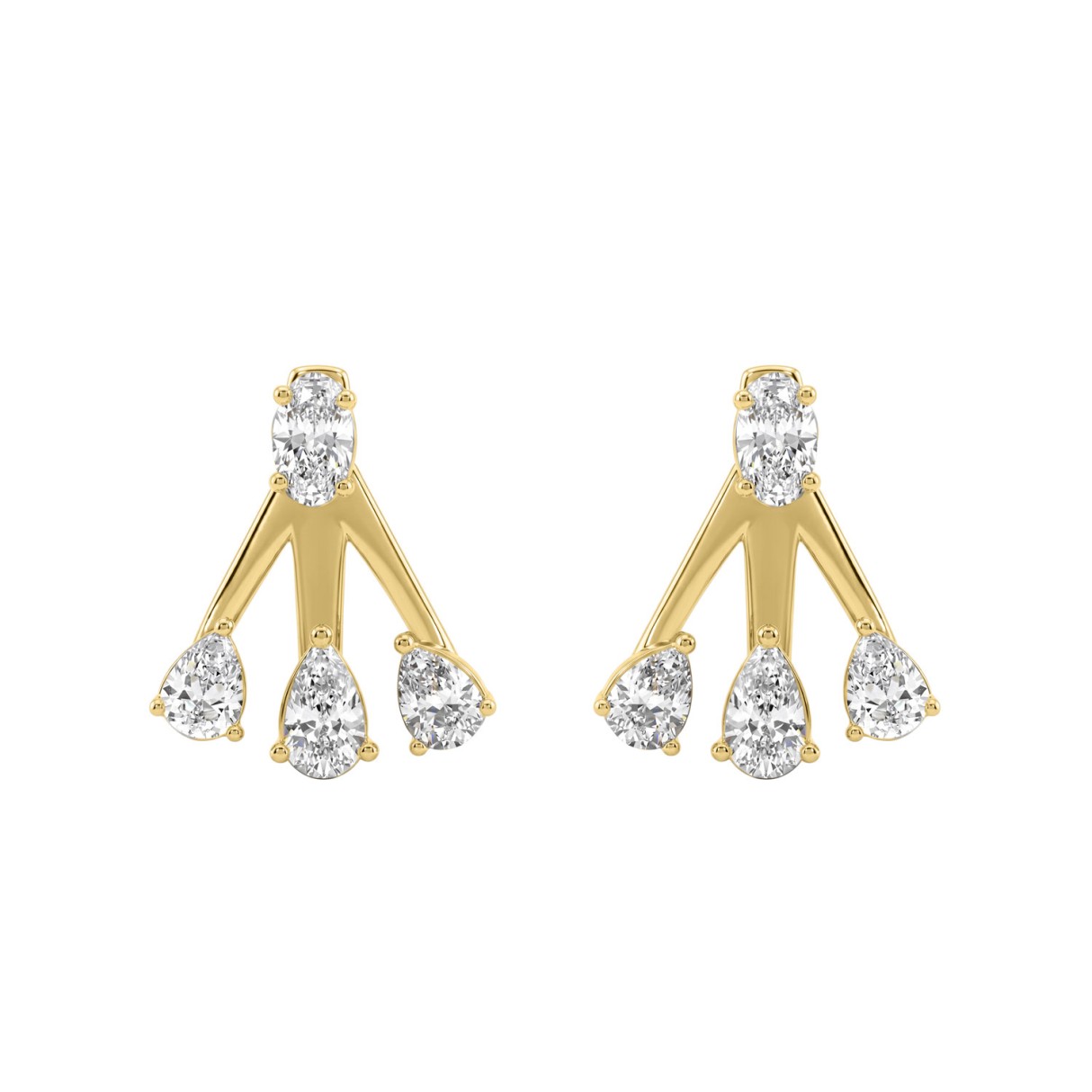 Luxury 14K Yellow Gold 1 1/2Ct Fashion Earrings Fe...