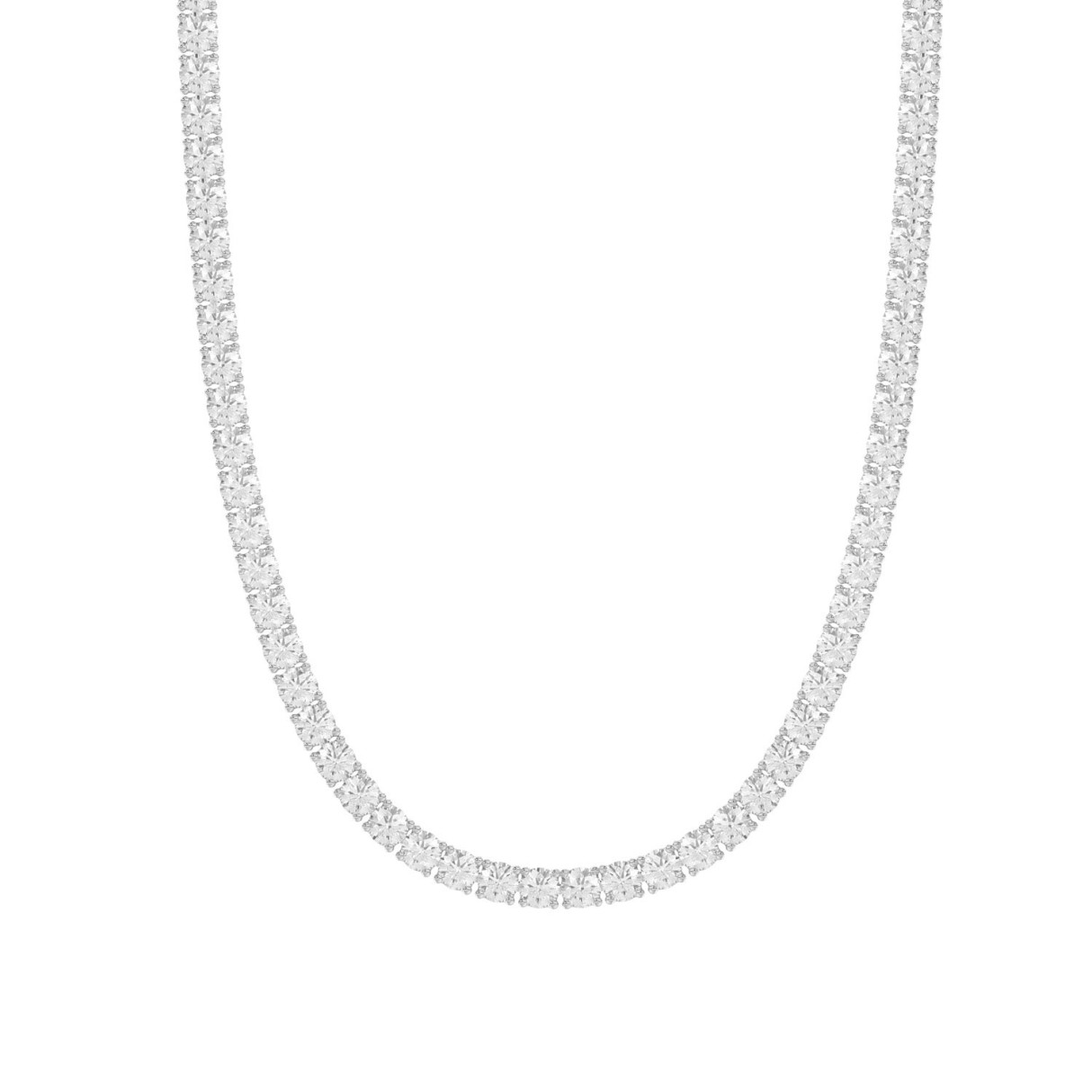 14K White Gold Ladies (18 Inch) Tennis Necklace Wi...