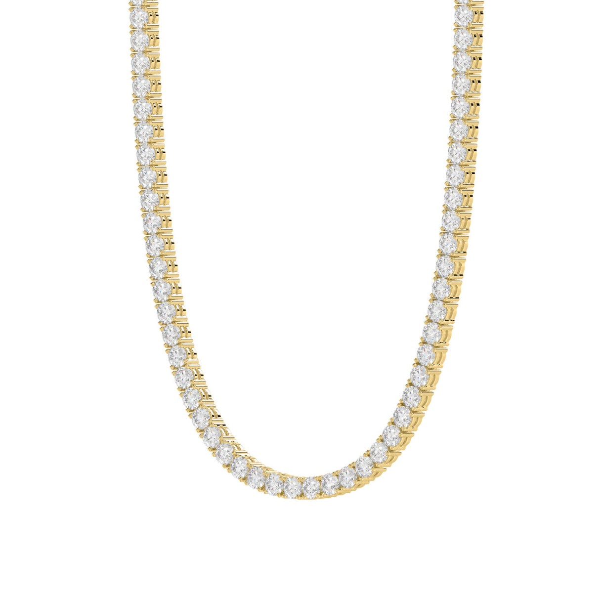 14K Yellow Gold Ladies (16 Inch) Tennis Necklace With 11 5/8Ct Round Cut Lab Grown Diamonds