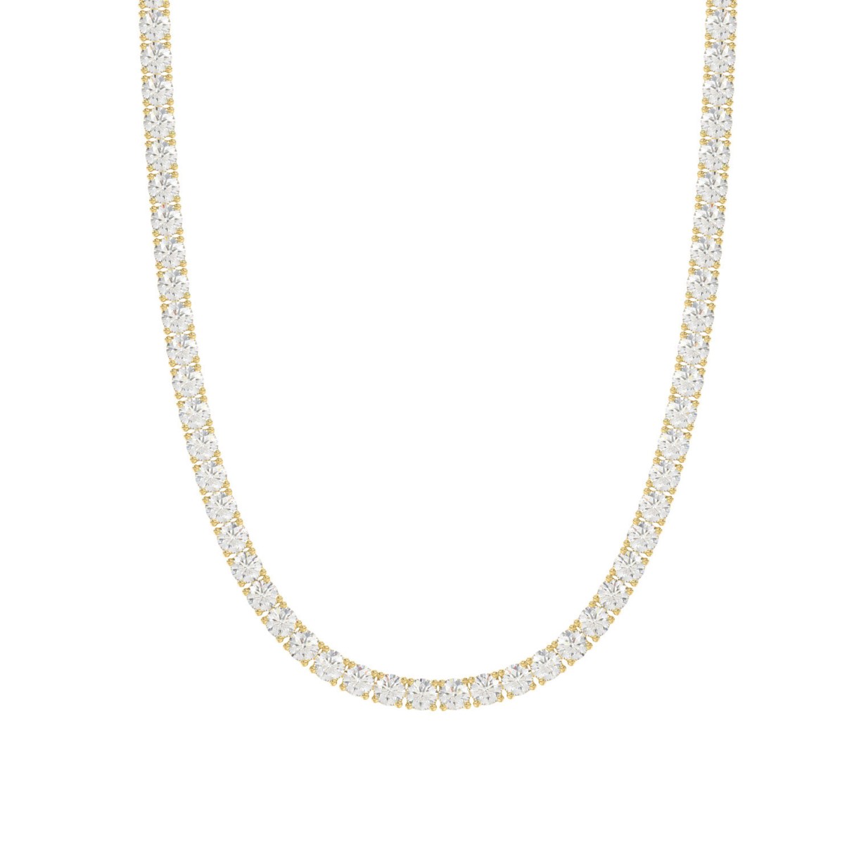 14K Yellow Gold Ladies (18 Inch) Tennis Necklace W...