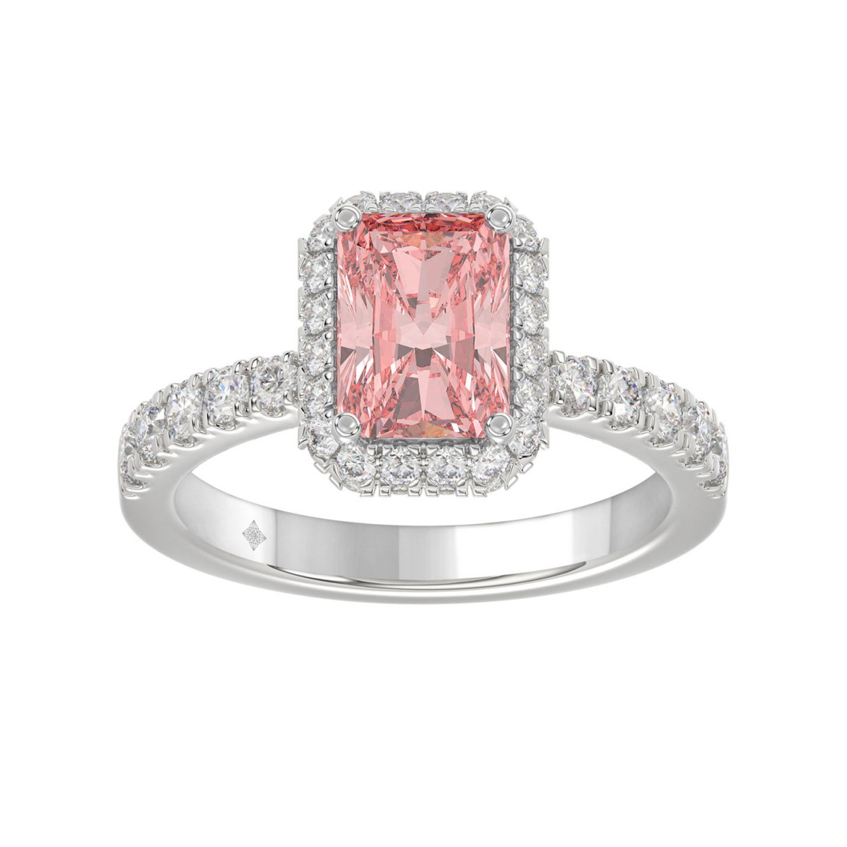 14K White Gold 4.00Ct Round Diamond Halo Ring For ...