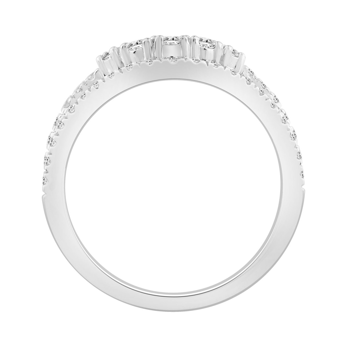 1 1/4Ct Lab-Grown Diamond Wrap Ring In 14K White Gold  Round Cut Diamond Enhancer Ring, Double Row Graduated Design (Color F-G -Clarity Vs1/Vs2)