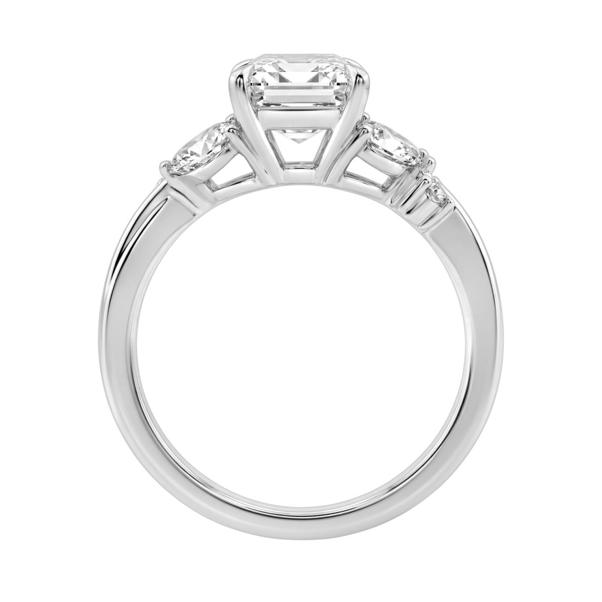 14K White Gold Ladies Lab-Grown Brown Diamond Ladies Engagement Ring 3 1/2Ct Radiant, Round & Marquise With Side Marquise Accents 3Ct Radiant Center Stone (Color F-G -Clarity Vs1/Vs2)