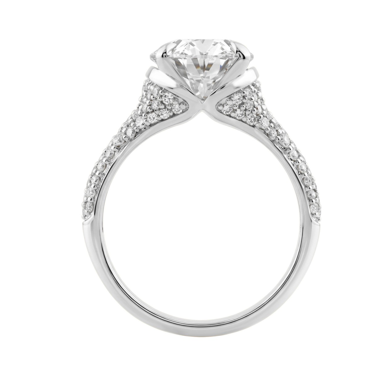 14K White Gold Oval & Round Diamond Engagement Ring For  Ladies  4 1/2Ct Ring 4Ct Oval Center Stone (Color F-G -Clarity Vs1/Vs2)