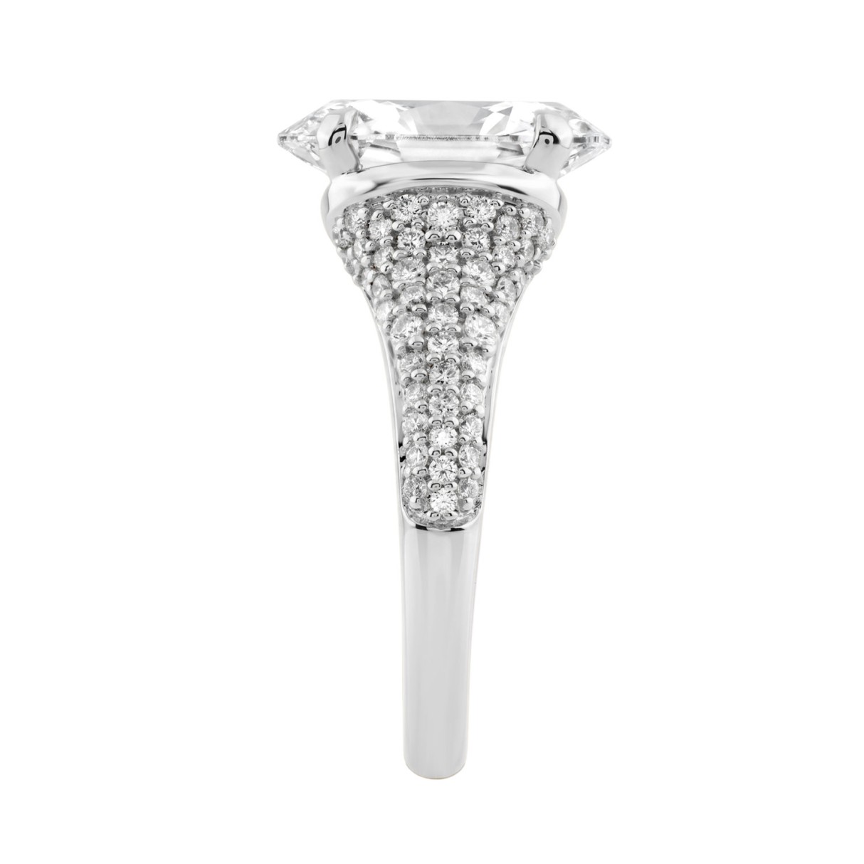 14K White Gold Oval & Round Diamond Engagement Ring For  Ladies  4 1/2Ct Ring 4Ct Oval Center Stone (Color F-G -Clarity Vs1/Vs2)
