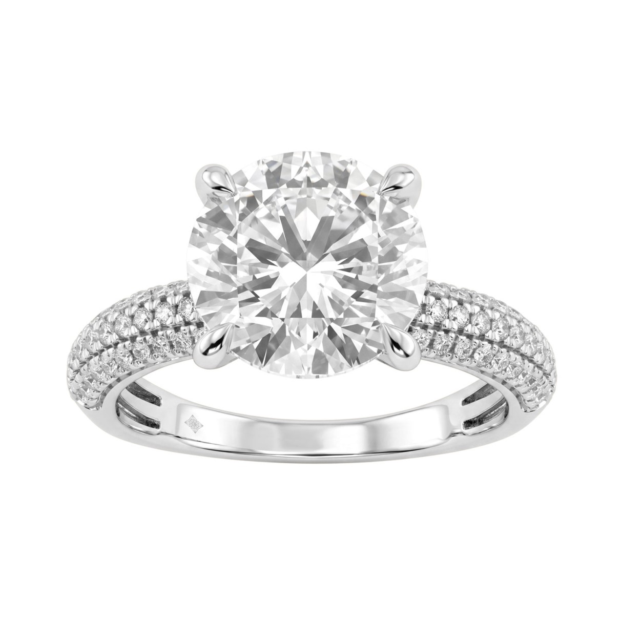 4 1/3Ct Round Brilliant Diamond Ring In 14K White ...