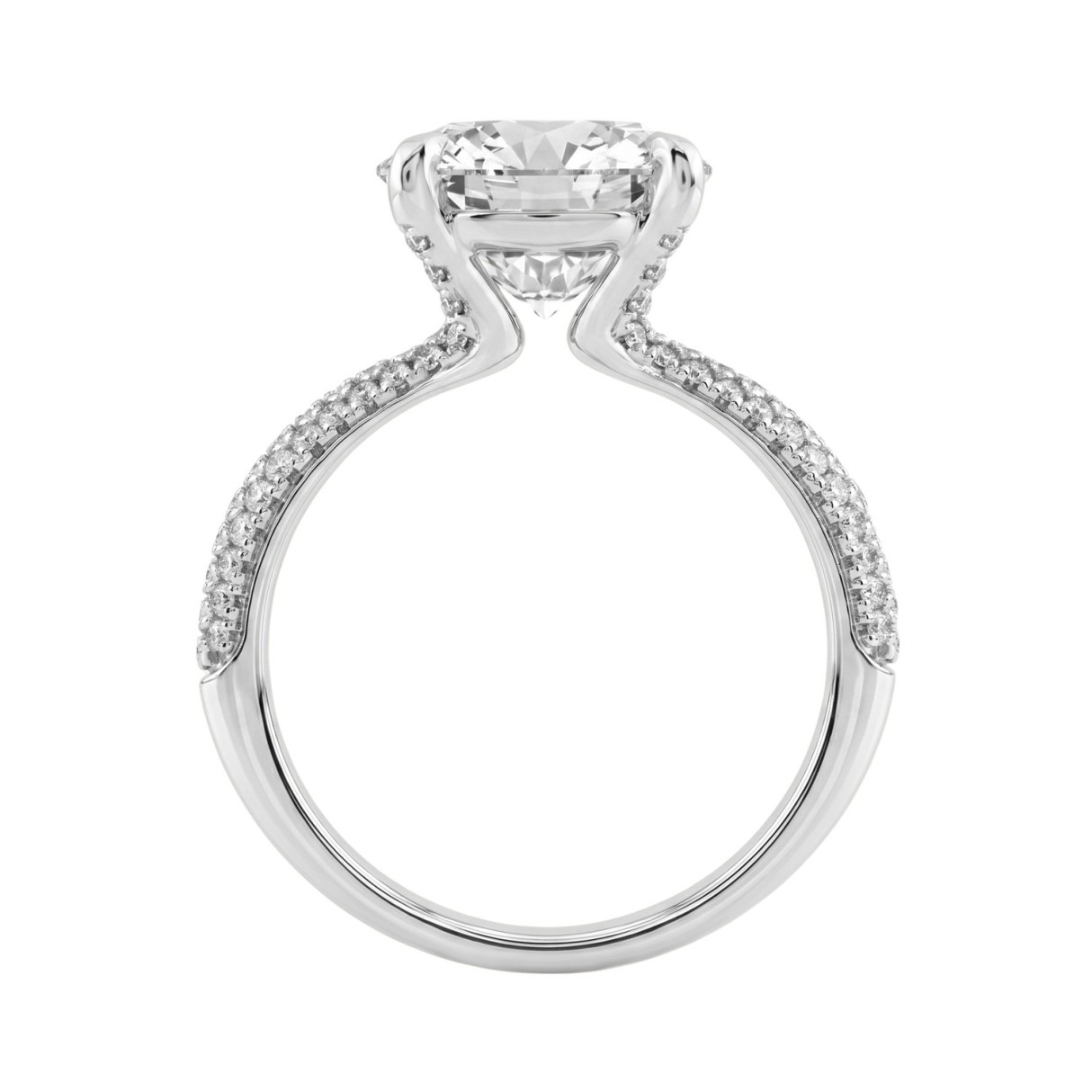 4 1/3Ct Round Brilliant Diamond Ring In 14K White Gold Elegant Ladies Engagement Ring 4Ct Round Center Stone (Color F-G -Clarity Vs1/Vs2)