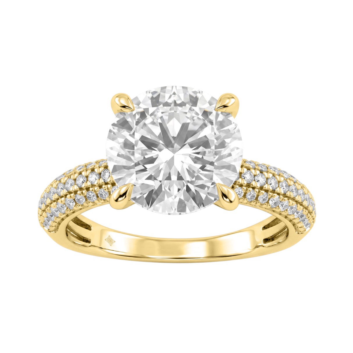 4 1/3Ct Round Brilliant Diamond Ring In 14K Yellow...