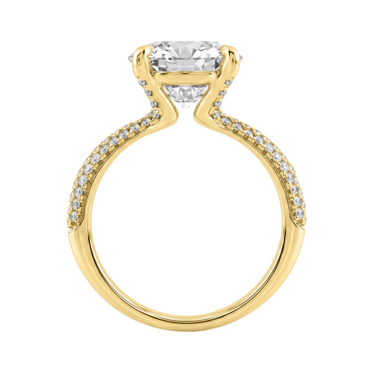 4 1/3Ct Round Brilliant Diamond Ring In 14K Yellow Gold Elegant Ladies Engagement Ring 4Ct Round Center Stone (Color F-G -Clarity Vs1/Vs2)