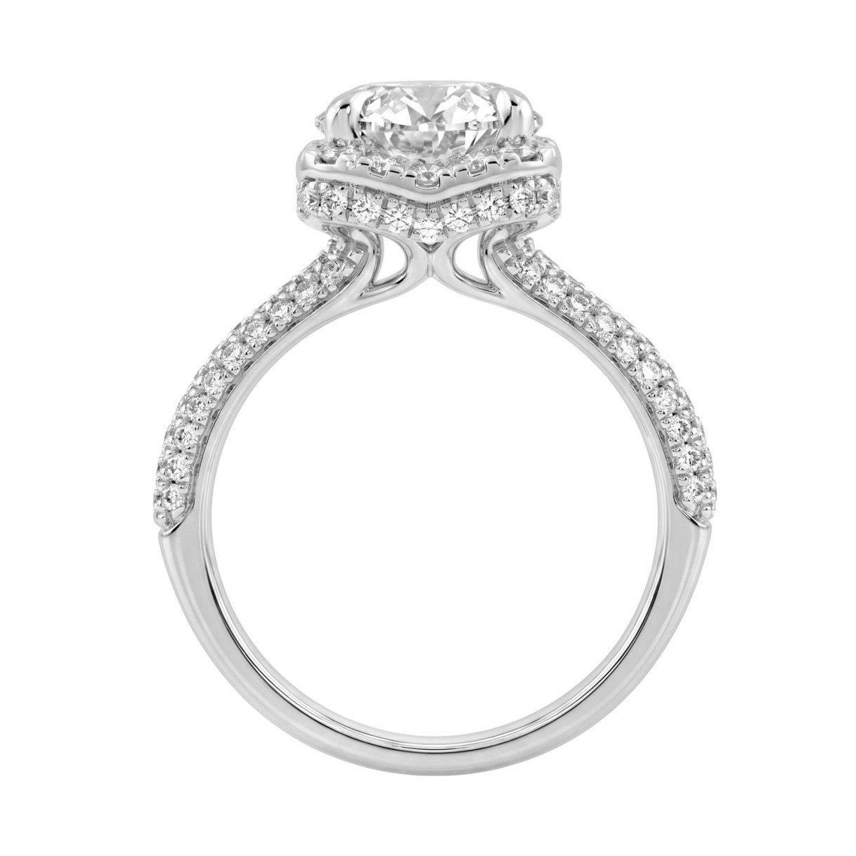 14K White Gold 4 1/2Ct Ladies Oval Cut  Halo Engagement Ring 4Ct Oval Center Stone & Round Diamond (Color F-G -Clarity Vs1/Vs2)