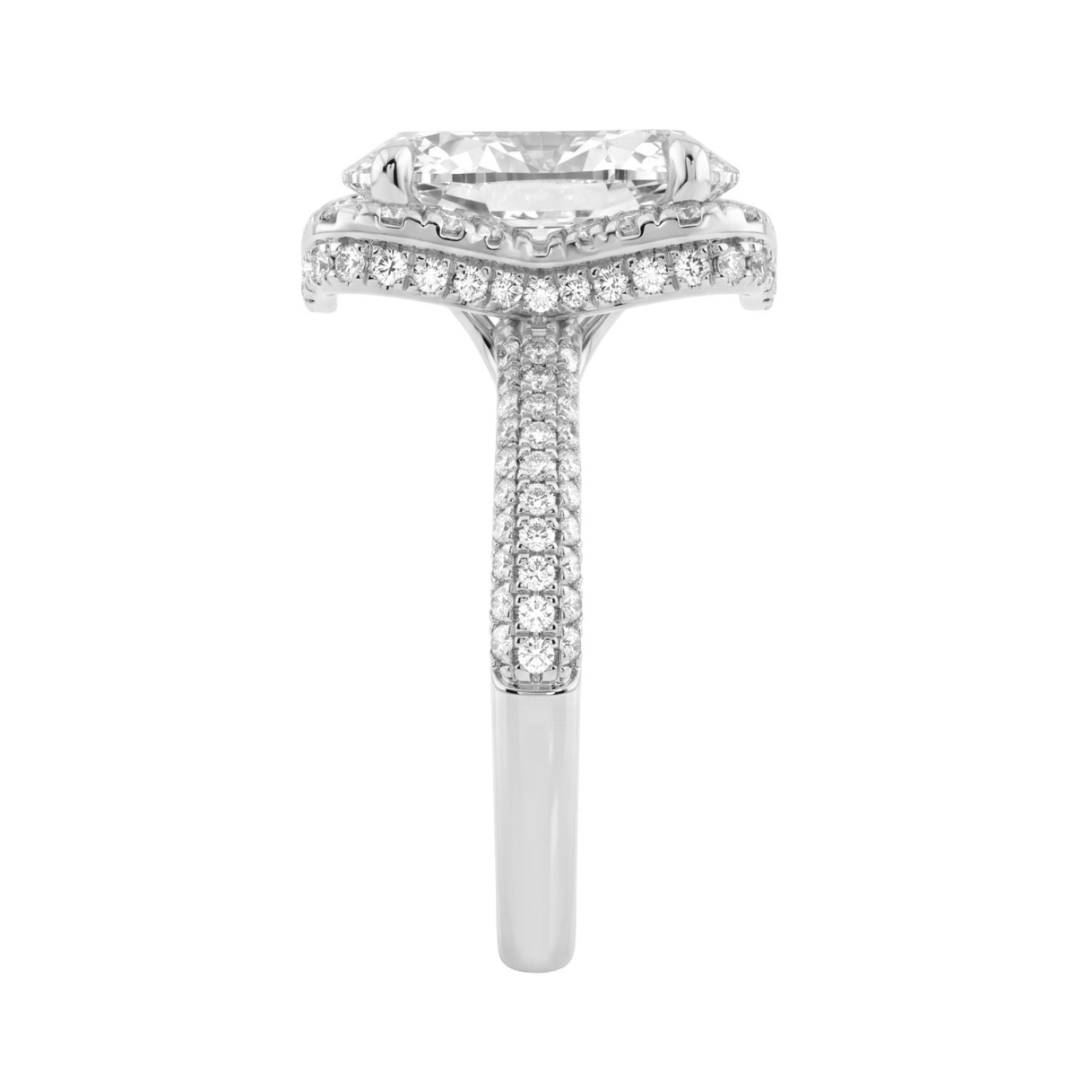 14K White Gold 4 1/2Ct Ladies Oval Cut  Halo Engagement Ring 4Ct Oval Center Stone & Round Diamond (Color F-G -Clarity Vs1/Vs2)
