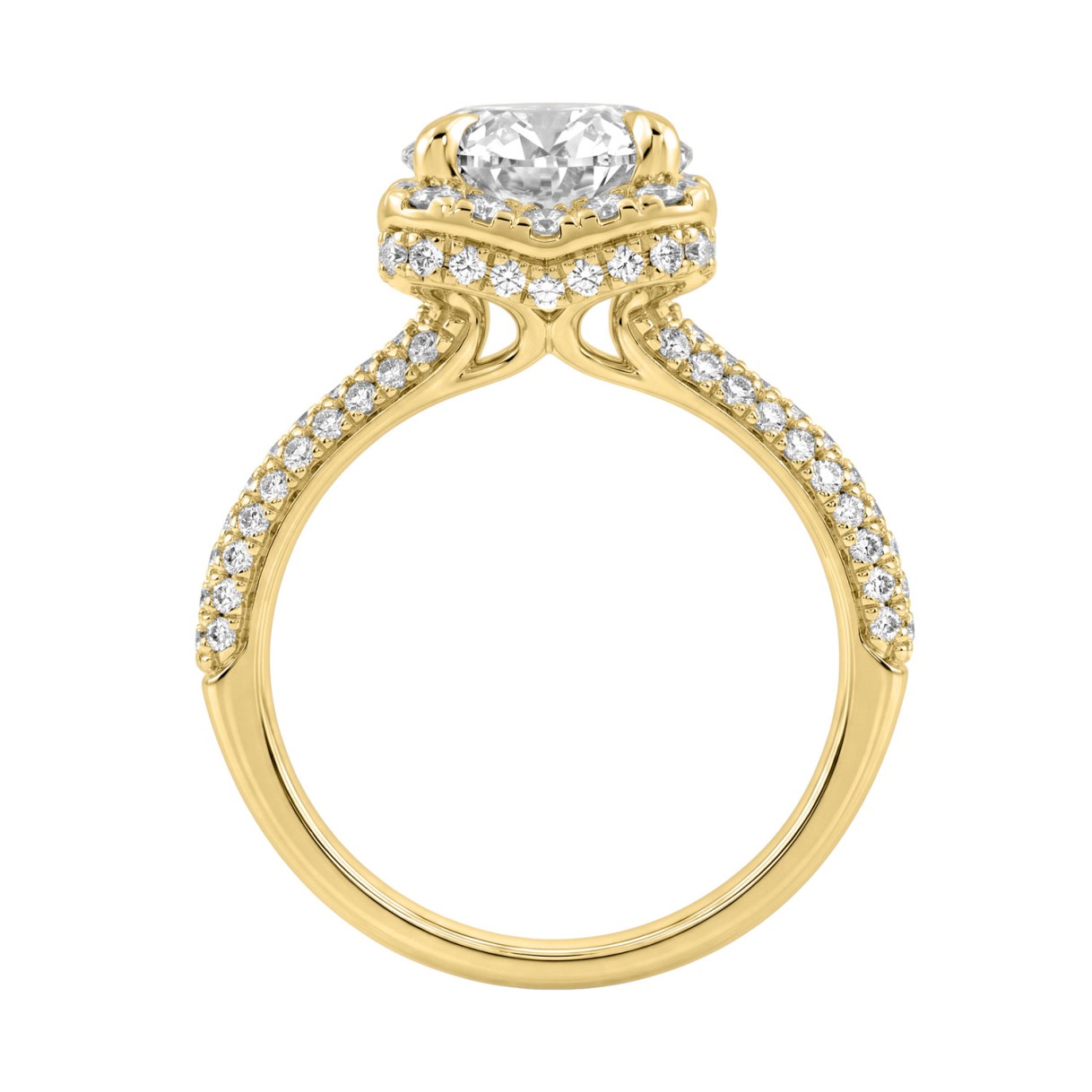 14K Yellow Gold 4 1/2Ct Ladies Oval Cut Halo Engagement Ring 4Ct Oval Center Stone & Round Diamond (Color F-G -Clarity Vs1/Vs2)