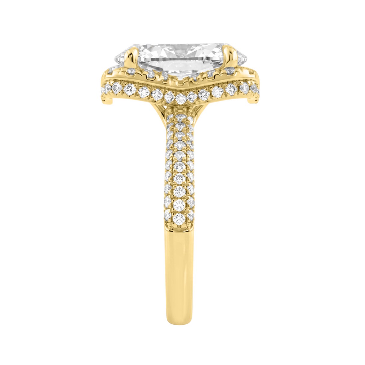 14K Yellow Gold 4 1/2Ct Ladies Oval Cut Halo Engagement Ring 4Ct Oval Center Stone & Round Diamond (Color F-G -Clarity Vs1/Vs2)