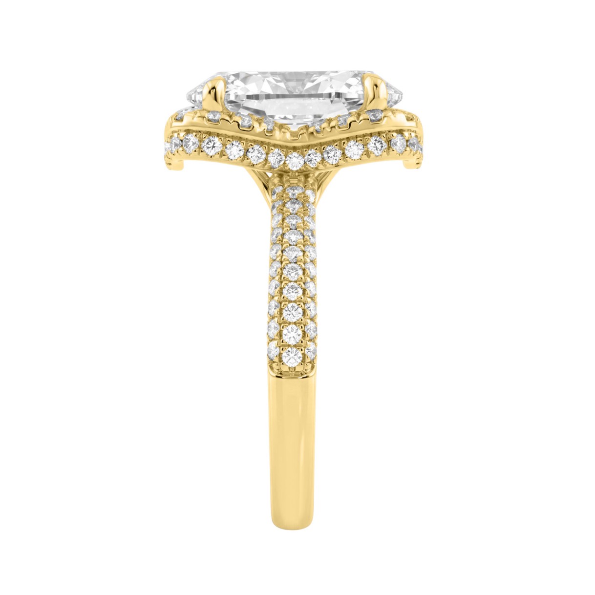14K Yellow Gold 4 1/2Ct Ladies Oval Cut Halo Engagement Ring 4Ct Oval Center Stone & Round Diamond (Color F-G -Clarity Vs1/Vs2)