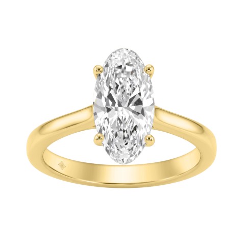 14K Yellow Gold 2.00 Ct Elongated Oval Diamond Solitaire Engagement Ring For Women