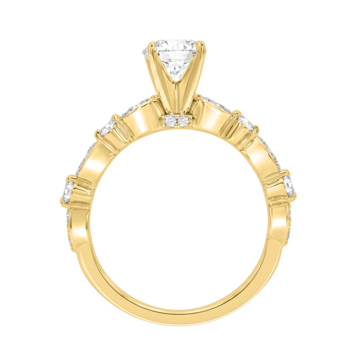 Lab Grown Diamond Engagement Ring 1 1/4Ct Yellow Gold 14K Round Brilliant Cut Ring With 1.00 Ct Center Stone For Women (Color F-G -Clarity Vs1/Vs2)