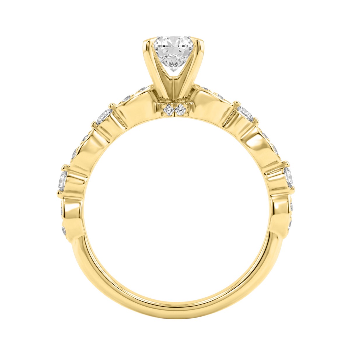 14K Yellow Gold 1 1/4Ct Oval & Round Diamond Ladies Engagement Ring 1.00 Ct Oval Center Stone Classic Ladies Ring  (Color F-G -Clarity Vs1/Vs2)