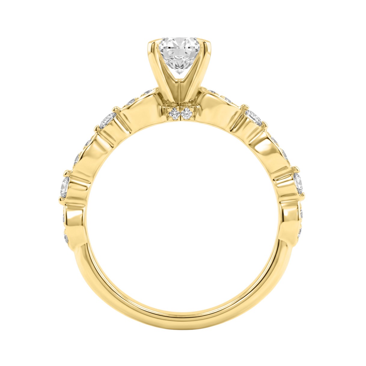 14K Yellow Gold 1 1/4Ct Oval & Round Diamond Ladies Engagement Ring 1.00 Ct Oval Center Stone Classic Ladies Ring  (Color F-G -Clarity Vs1/Vs2)