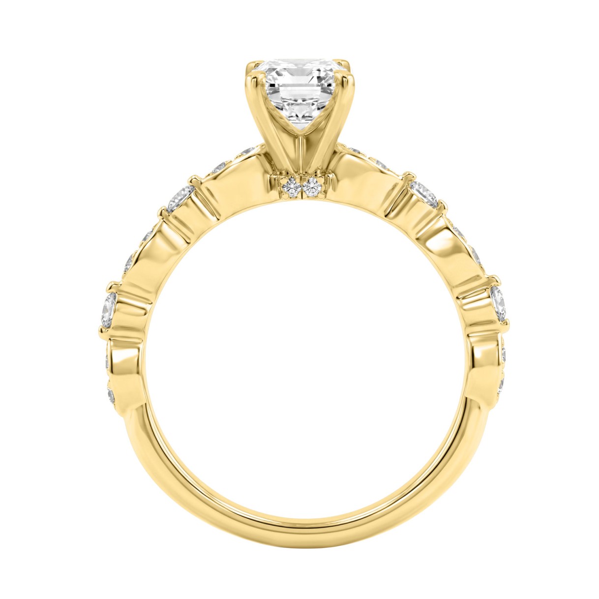 14K Yellow Gold Radiant Cut Diamond Ladies Engagement Ring 1 1/4Ct  With 1.00 Ct Center & Round Side Diamonds 1Ct Radiant Center Stone (Color F-G -Clarity Vs1/Vs2)