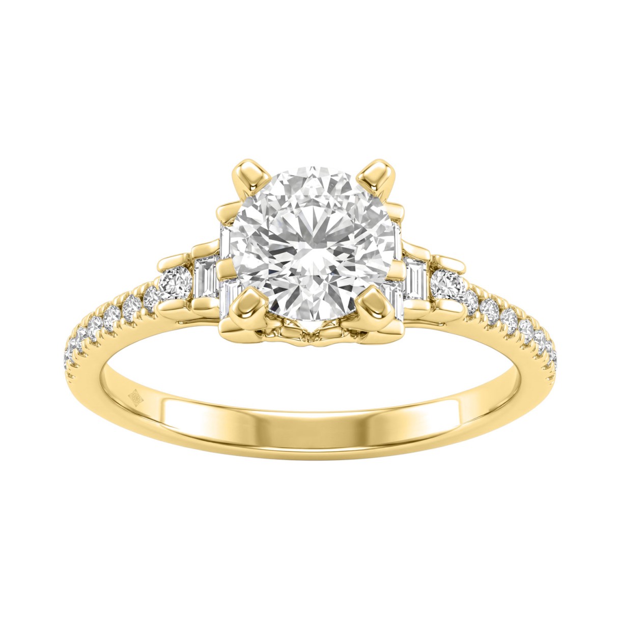 Round Diamond Engagement Ring 1 1/4Ct 14K Yellow G...