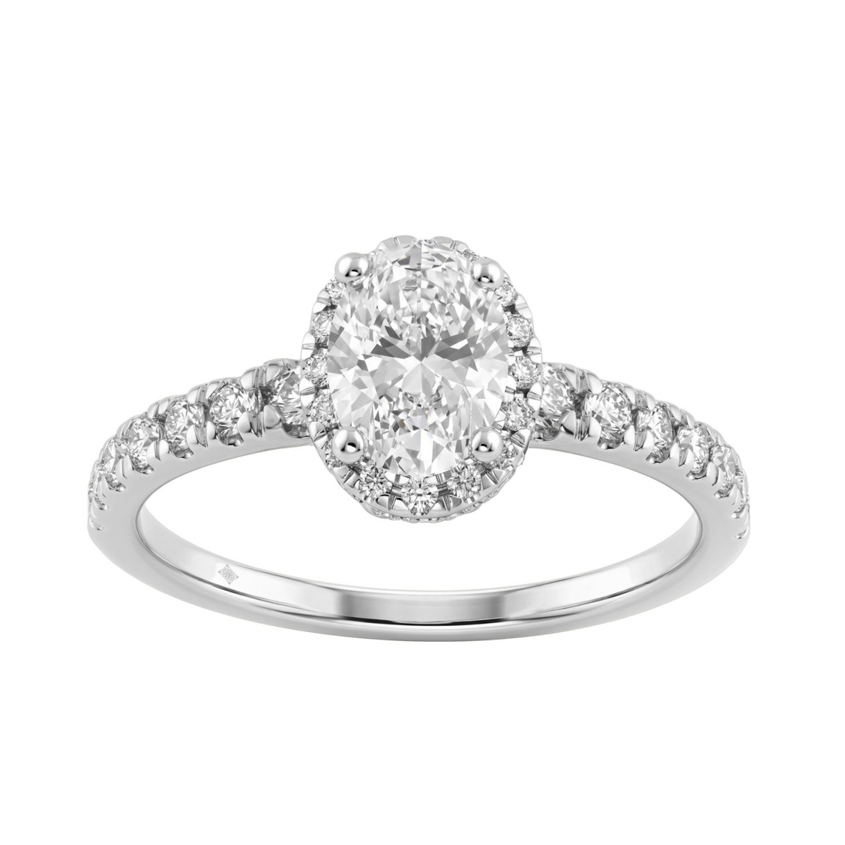 1 1/4Ct Oval & Round Diamond Halo Engagement Ring ...