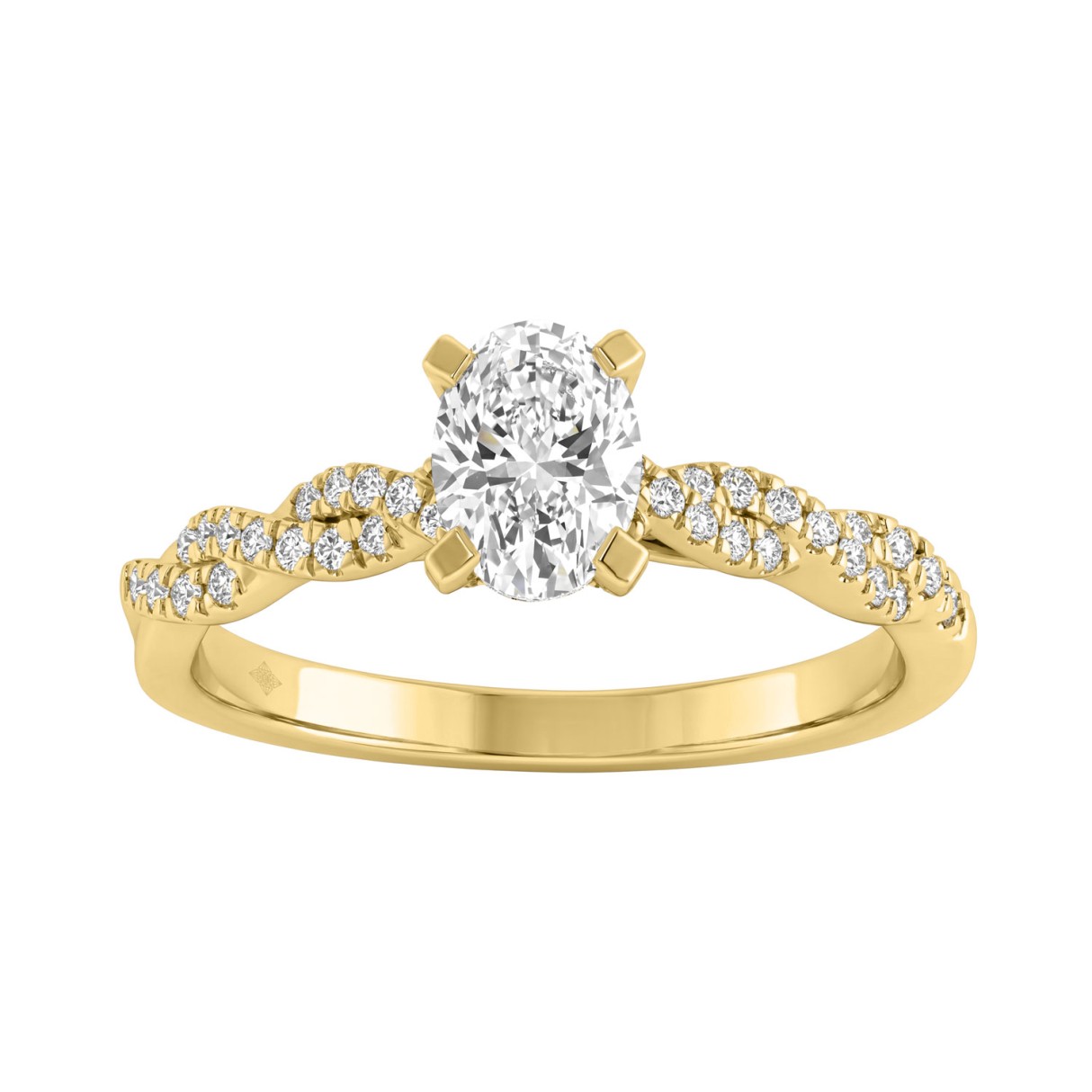 1.00Ct  Round & Oval Diamond Classic Ring In 14K Y...
