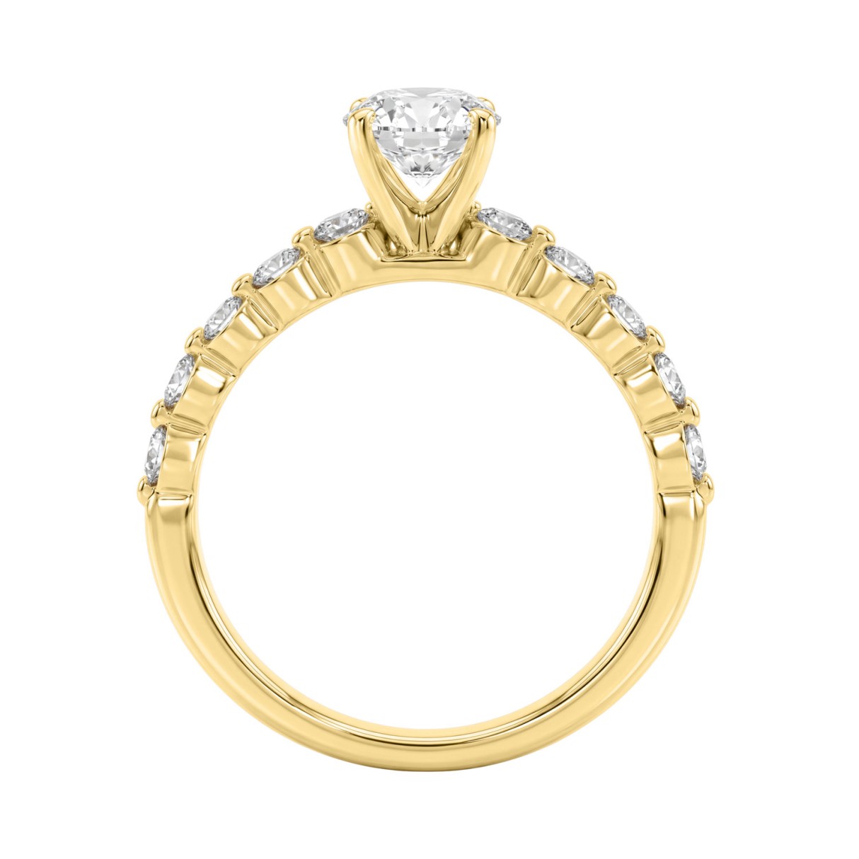 1 1/2Ct  Round & Oval Diamond Classic Ring In 14K Yellow Gold Ladies Fine Jewelry Ring 1Ct Oval Center Stone (Color F-G -Clarity Vs1/Vs2)