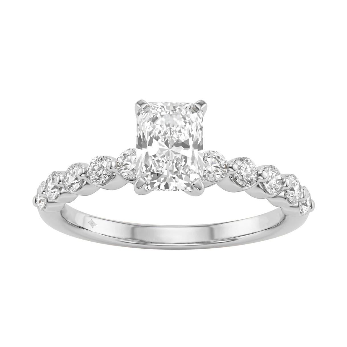 14K White Gold 1 1/2Ct Round & Radiant Lab-Grown D...