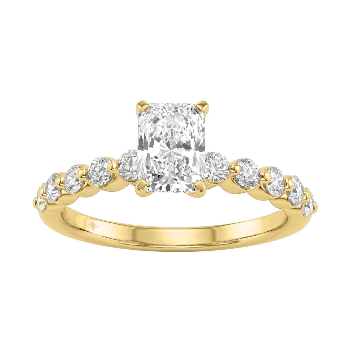 14K Yellow Gold 1 1/2Ct Round & Radiant Lab-Grown Diamond Engagement Ring For Women 1Ct Radiant Center Stone (Color F-G -Clarity Vs1/Vs2)