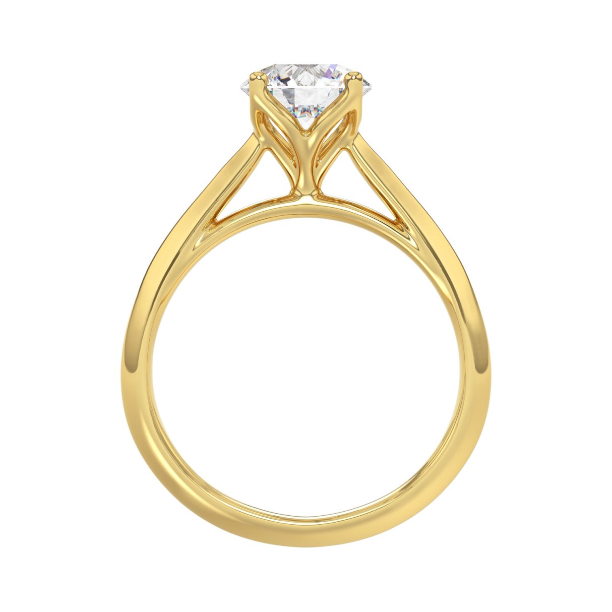 14K Yellow Gold 1 3/4Ct Round Cut Diamond Solitaire Ring Elegant Ladies Jewelry