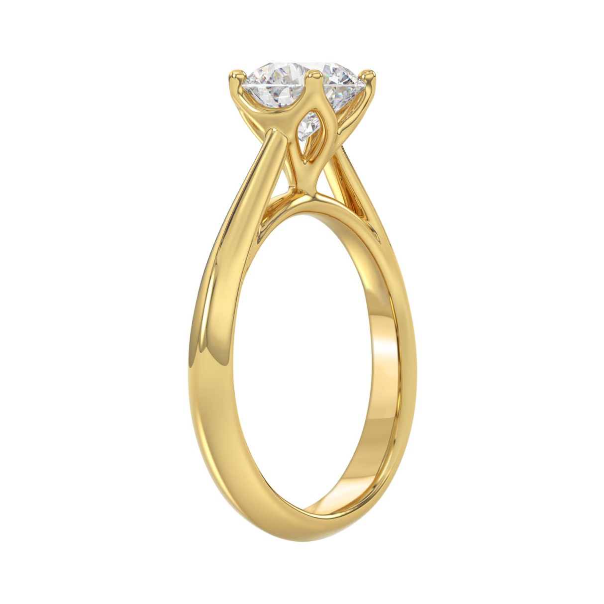 14K Yellow Gold 1 3/4Ct Round Cut Diamond Solitaire Ring Elegant Ladies Jewelry