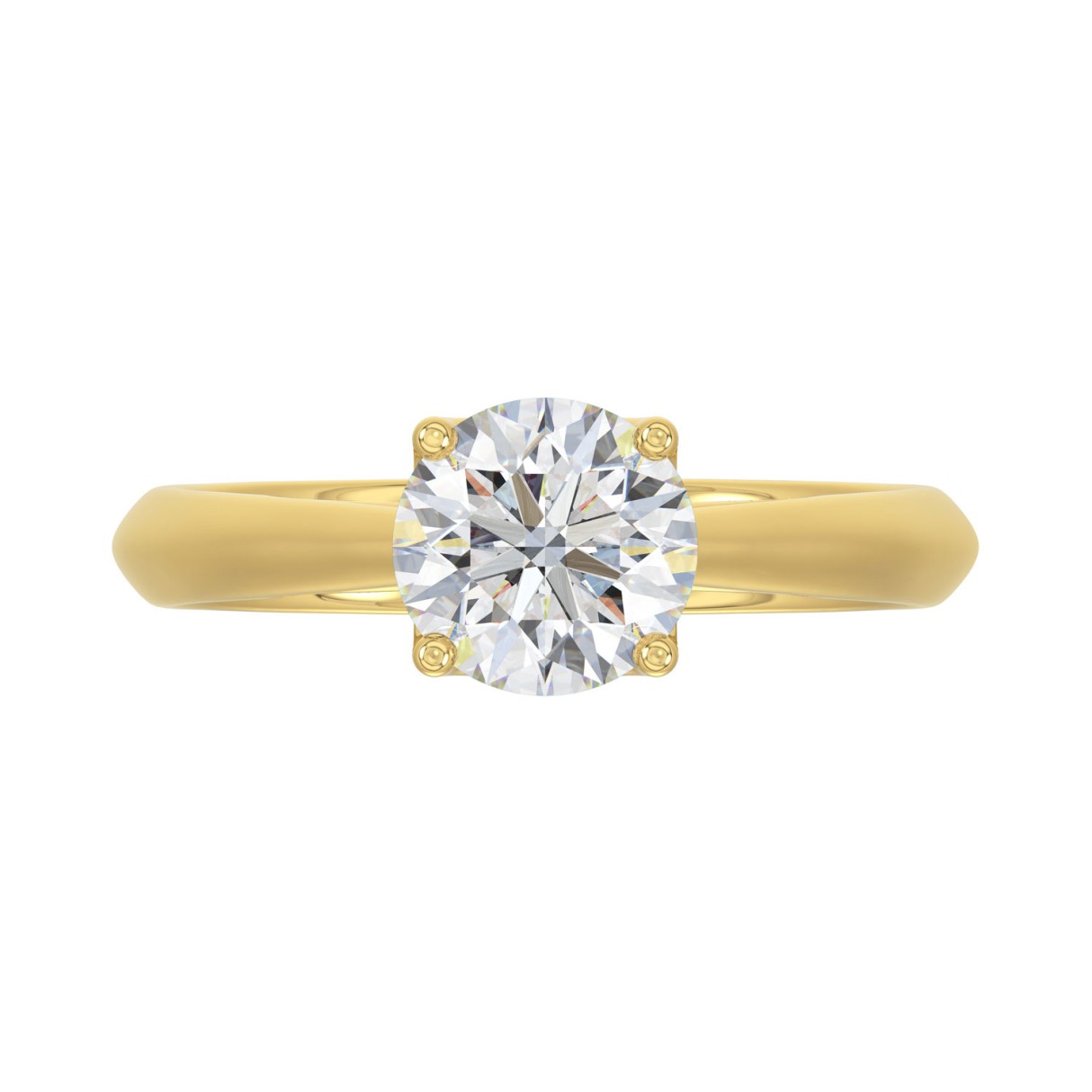 14K Yellow Gold 1 3/4Ct Round Cut Diamond Solitaire Ring Elegant Ladies Jewelry