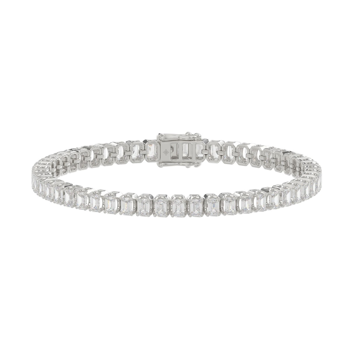 Solid 14K White Gold 7CT Emerald Cut Lab Grown Dia...