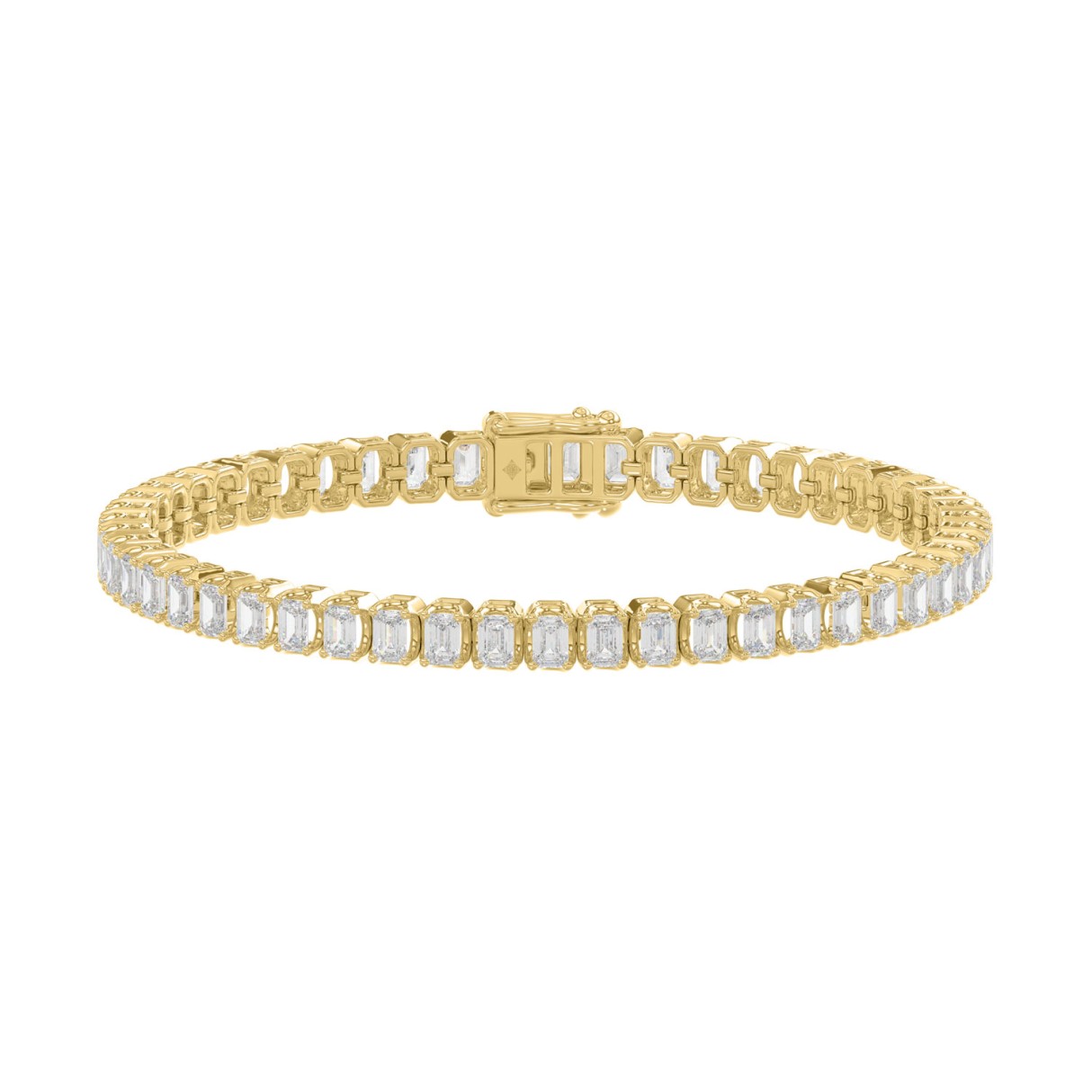 Solid 14K Yellow Gold 7CT Emerald Cut Lab Grown Di...