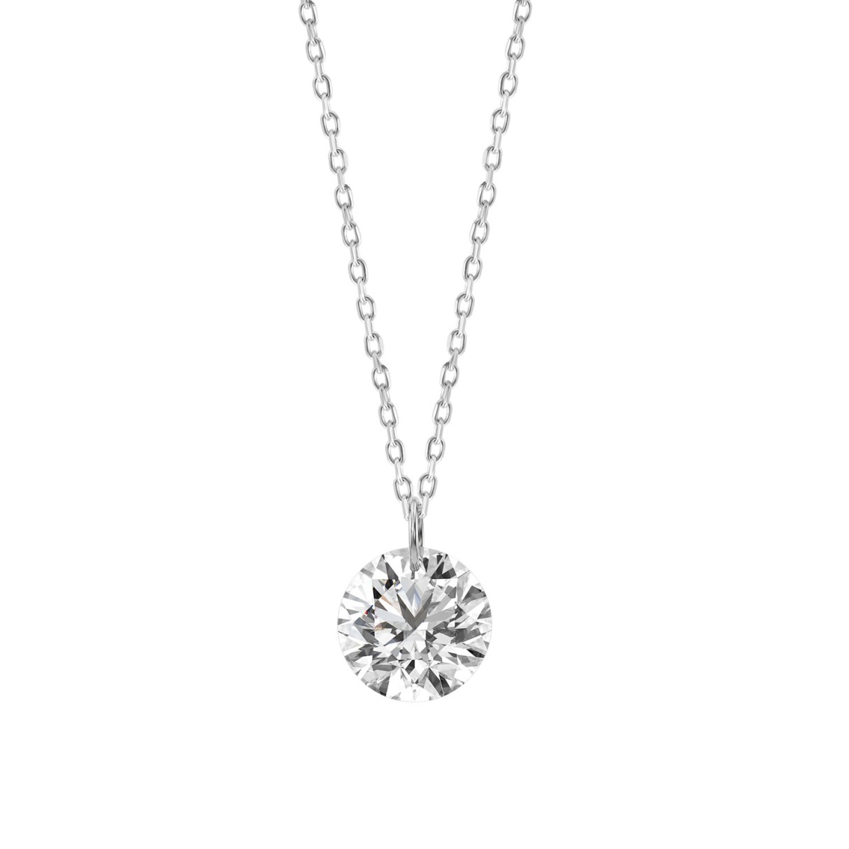 1.00CT Round Cut Lab Grown Diamond Solitaire Pendant with 18