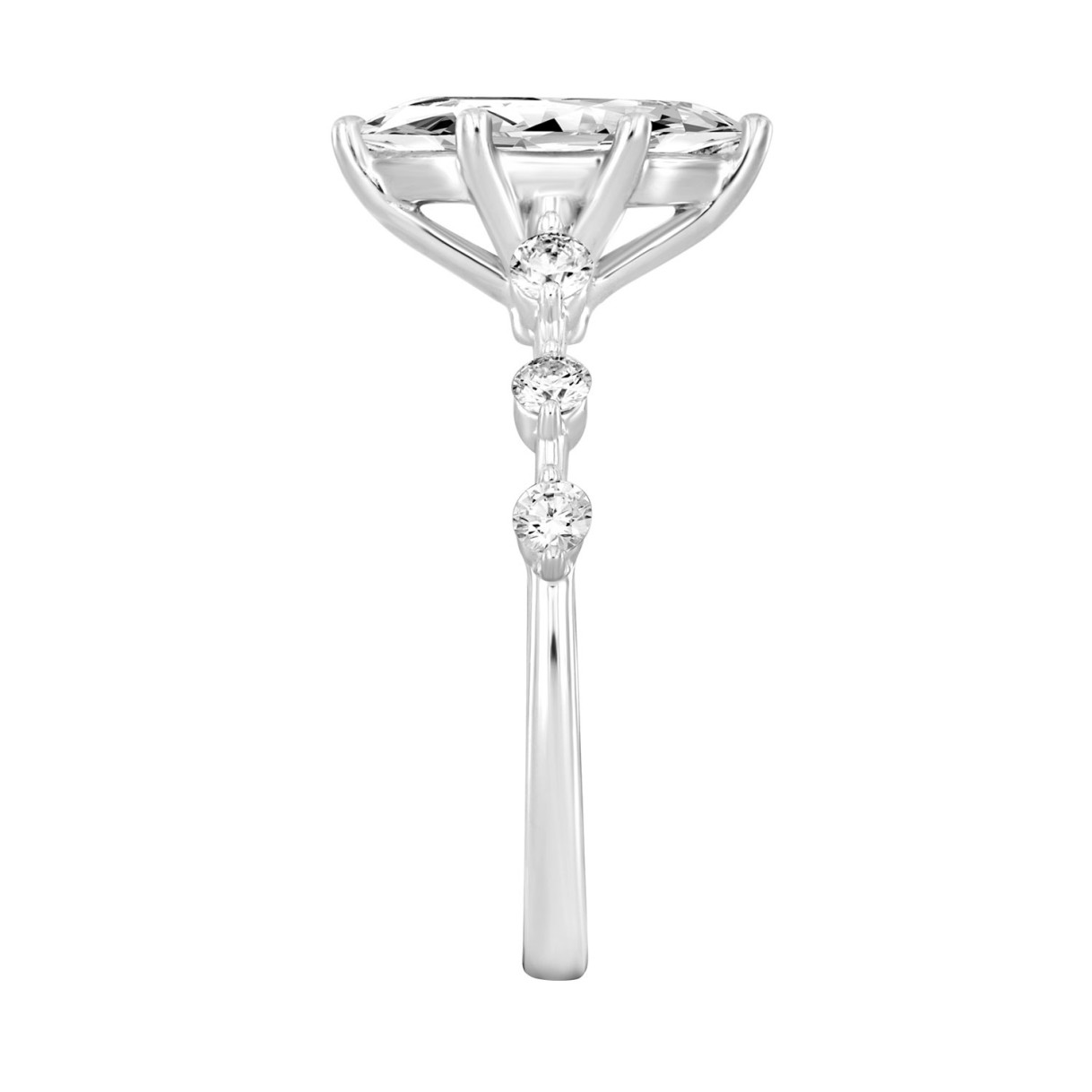 Women 14K White Gold 2 1/4Ct Lab Grown Diamond Ring Marquise Cut With Round Side Stone Engagement Ring 2.00Ct Marquise Center Stone (Color F-G -Clarity Vs1/Vs2)