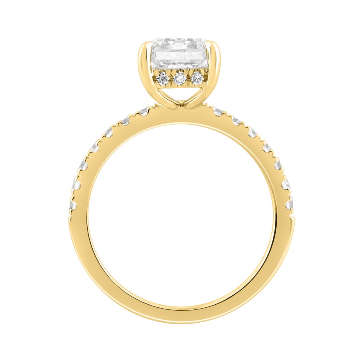 14K Yellow Gold Emerald Cut Diamond Ring With Round Diamond 3 1/2Ct Classic Women Engagement Ring 3Ct Emerald Center Stone (Color F-G -Clarity Vs1/Vs2)
