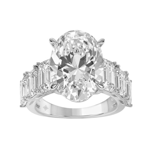 Luxury 14K White Gold 5 1/2Ct Emerald & Oval Cut Diamond Engagement Ring Classic Fine Jewelry For Women 3.00Ct Oval Center Stone (Color F-G -Clarity Vs1/Vs2) Luxury 14K White Gold 5 1/2Ct Emerald & Oval Cut Diamond Engagement Ring Classic Fine Jewelry For Women 3.00Ct Oval Center Stone (Color F-G -Clarity Vs1/Vs2)