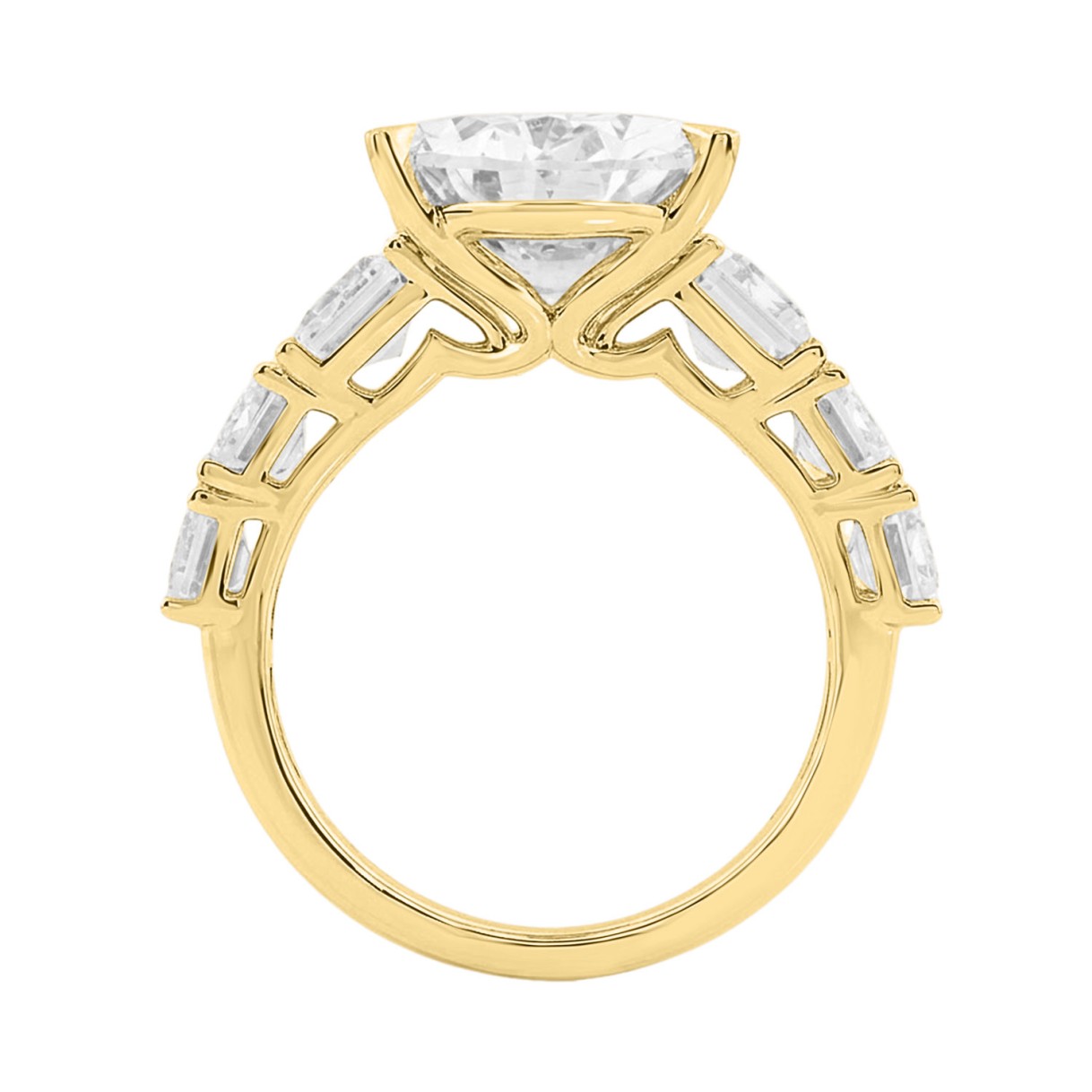 Luxury 14K Yellow Gold 5 1/2Ct Emerald & Oval Cut Diamond Engagement Ring Classic Fine Jewelry For Women 3.00Ct Oval Center Stone (Color F-G -Clarity Vs1/Vs2)