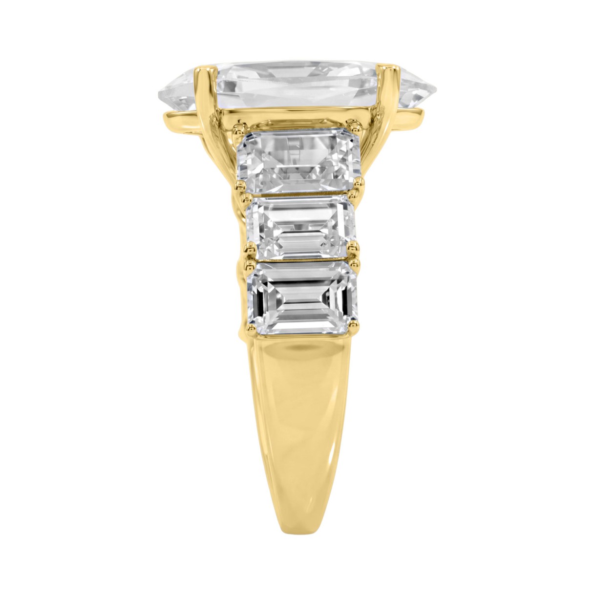 Luxury 14K Yellow Gold 5 1/2Ct Emerald & Oval Cut Diamond Engagement Ring Classic Fine Jewelry For Women 3.00Ct Oval Center Stone (Color F-G -Clarity Vs1/Vs2)
